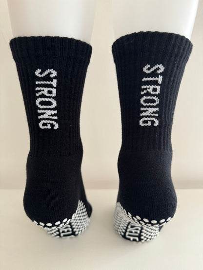 Anti slip grip crew socks black & white 