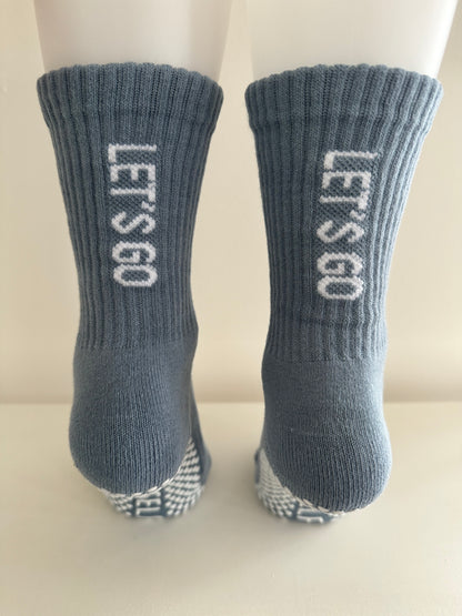 Anti slip grip crew socks grey